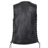 Black Lambskin Side Lace Biker Vest